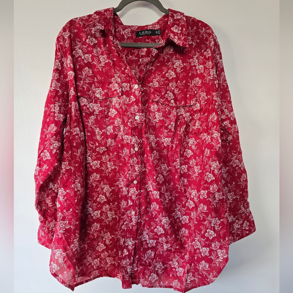Lauren Ralph Lauren Red Floral Blouse